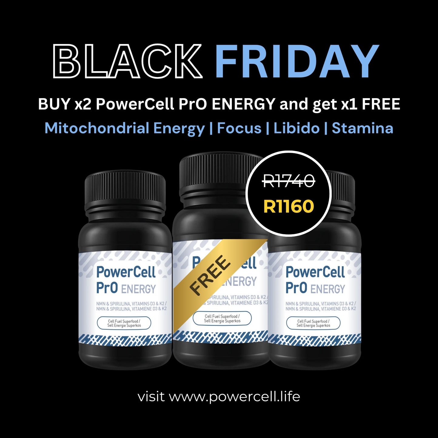 BLACK FRIDAY - BUY 2 Powercell Pro ENERGY + 1 FREE