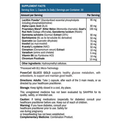 PowerCell GLUCO GOLD 90s Metabolism Master